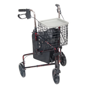 Deluxe 3 Wheel Aluminum Rollator, 7.5" Casters