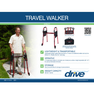 Deluxe Folding Travel Walker with 5" Wheels