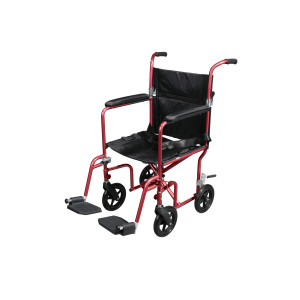 Deluxe Fly-Weight Aluminum Transport Chair with Removable Casters